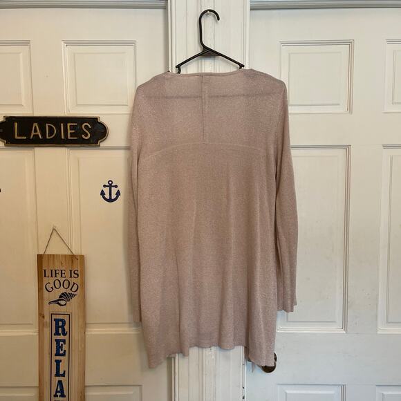 Chicos Beige Metallic Sparkle Open Cardigan size 2 Good condition - Picture 8 of 8